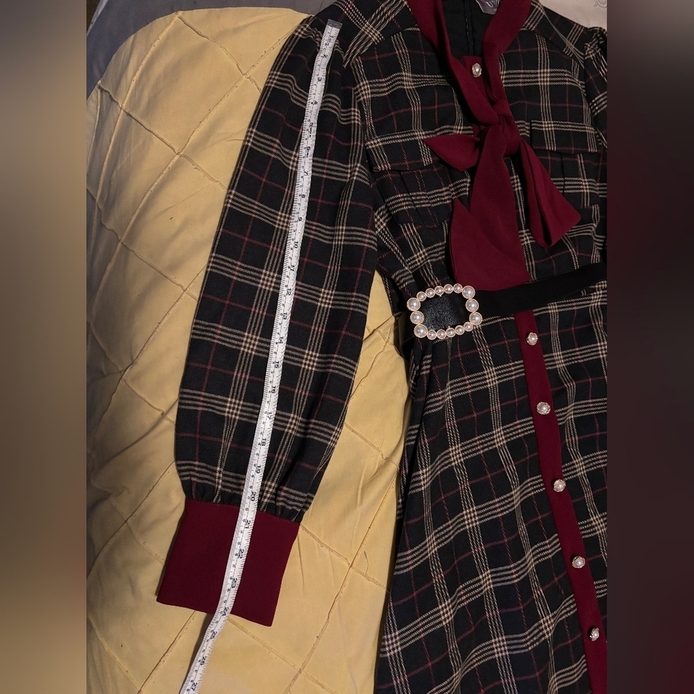 UVM Collection | Plaid Belted Midi Dress | Size L - Picture 9 of 9